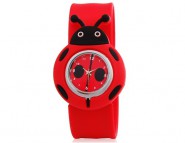 Śliczny zegarek dla dzieci biedronka elastyczny pasek (czerwony)